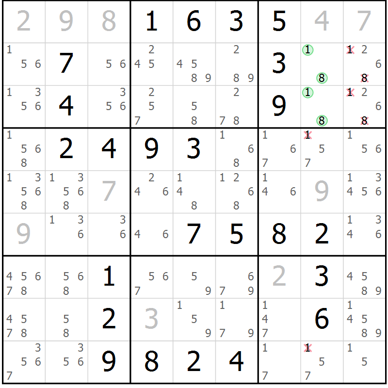 Position des candidats pour la solution de la Gr 41 page 44 du magazine de sudoku Virtuose n° 117