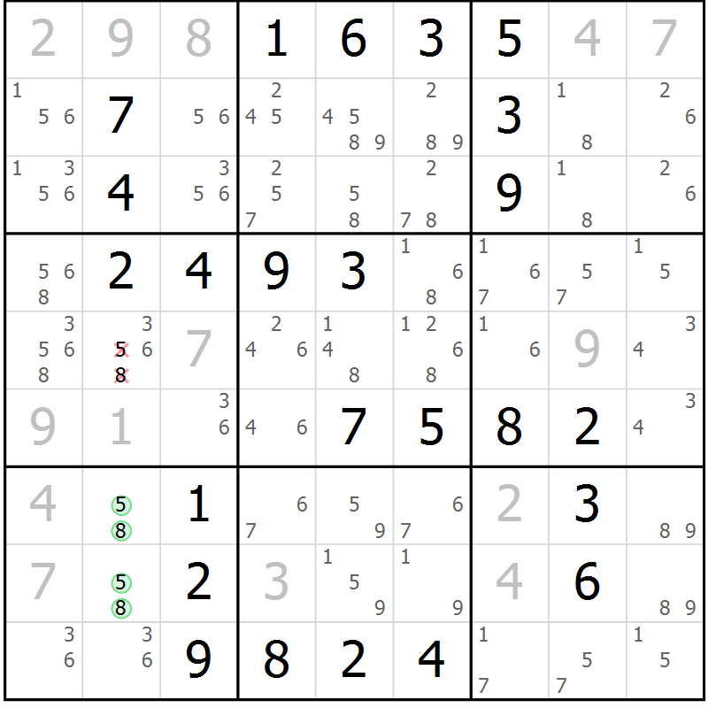 Position des candidats pour la solution de la Gr 41 page 44 du magazine de sudoku Virtuose n° 117