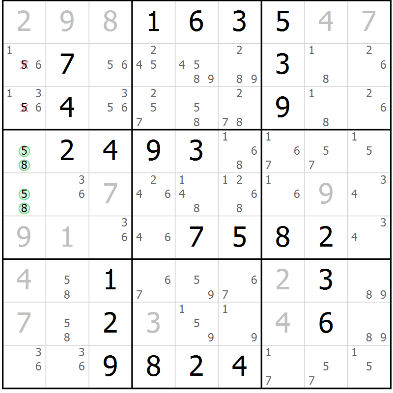 Position des candidats pour la solution de la Gr 41 page 44 du magazine de sudoku Virtuose n° 117