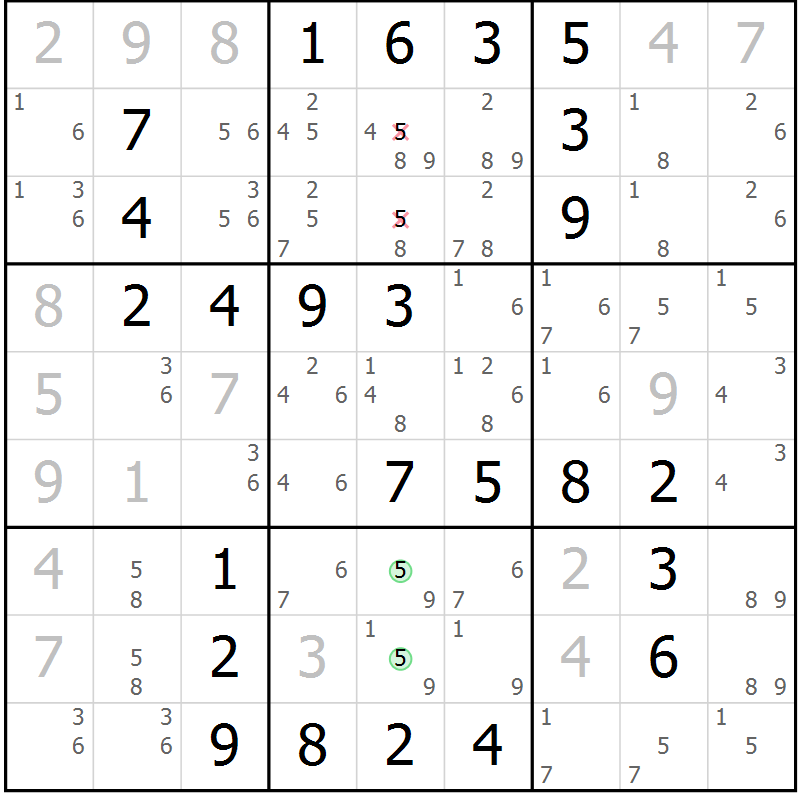 Position des candidats pour la solution de la Gr 41 page 44 du magazine de sudoku Virtuose n° 117