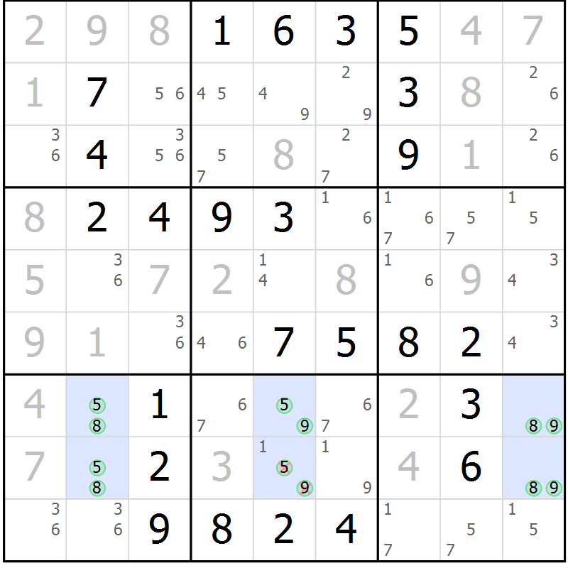 Position des candidats pour la solution de la Gr 41 page 44 du magazine de sudoku Virtuose n° 117