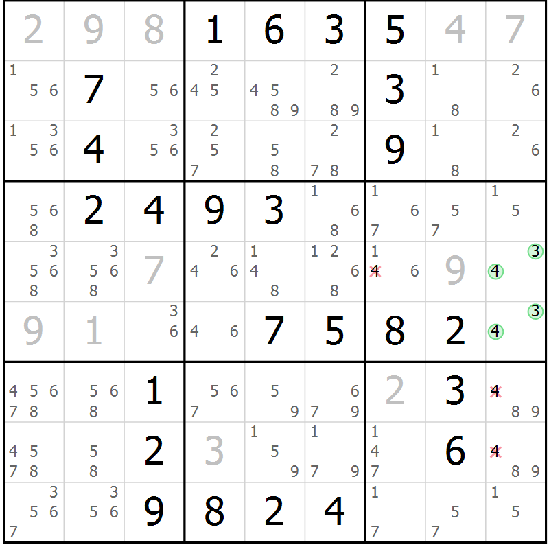 Position des candidats pour la solution de la Gr 41 page 44 du magazine de sudoku Virtuose n° 117