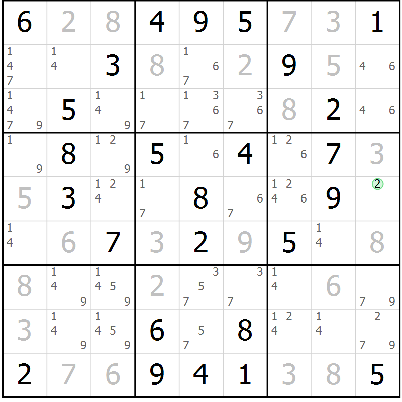Position des candidats pour la solution de la Gr 42 page 45 du magazine de sudoku Virtuose n° 117
