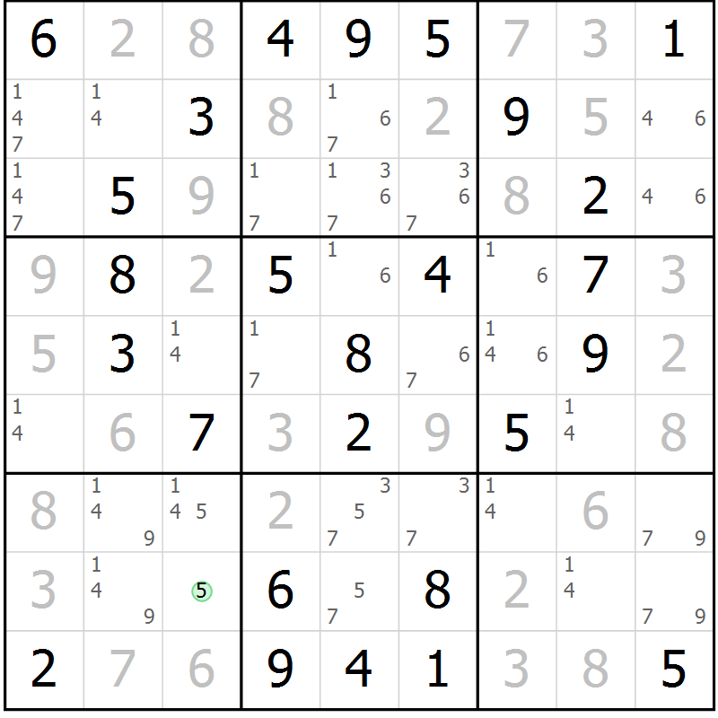 Position des candidats pour la solution de la Gr 42 page 45 du magazine de sudoku Virtuose n° 117