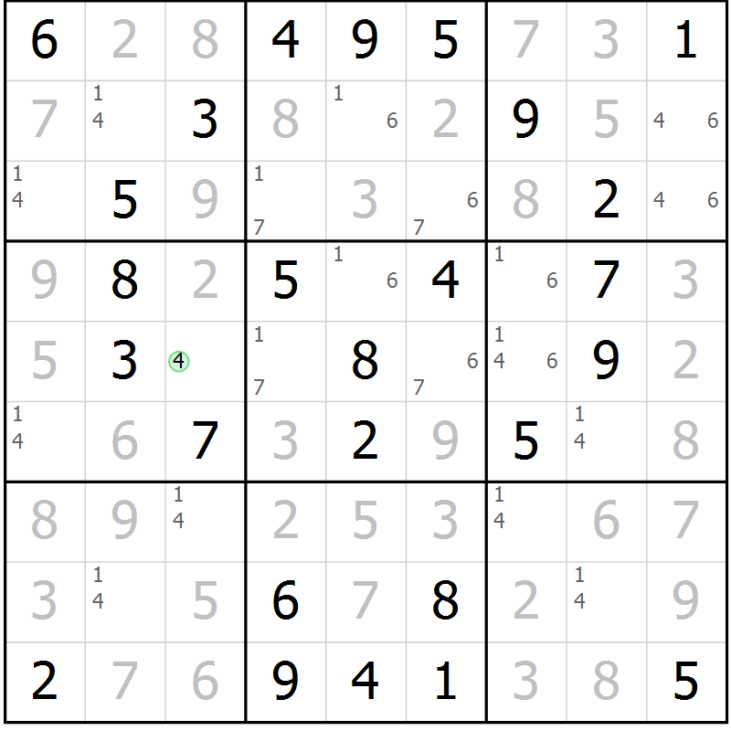 Position des candidats pour la solution de la Gr 42 page 45 du magazine de sudoku Virtuose n° 117