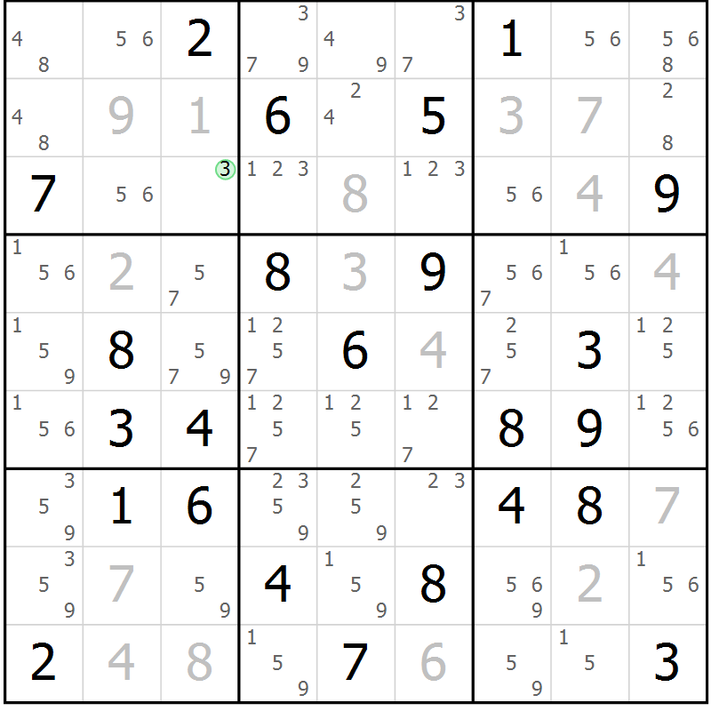 Position des candidats pour la solution de la Gr 44 page 47 du magazine de sudoku Virtuose n° 117