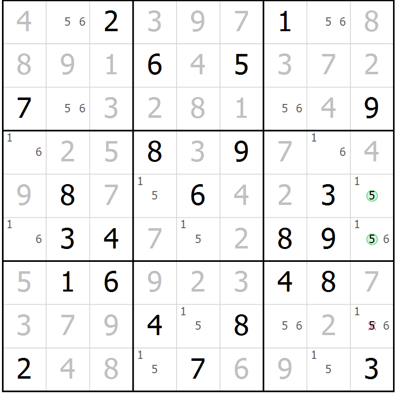 Position des candidats pour la solution de la Gr 44 page 47 du magazine de sudoku Virtuose n° 117