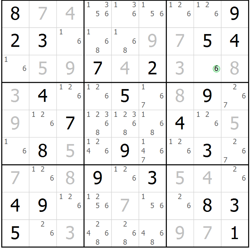 Position des candidats pour la solution de la Gr 46 page 49 du magazine de sudoku Virtuose n° 117