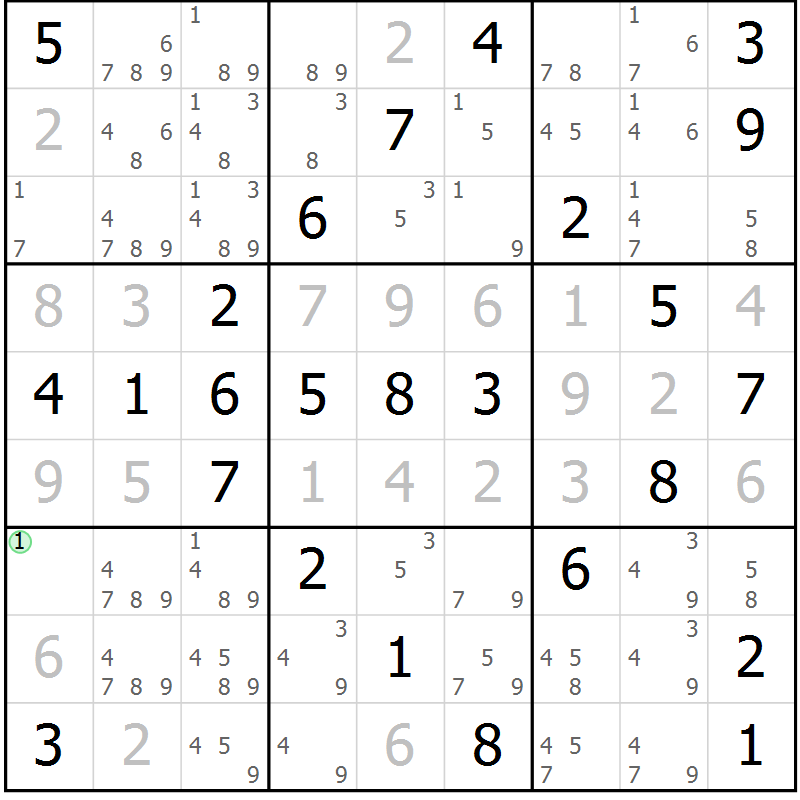Position des candidats pour la solution de la Gr 47 page 50 du magazine de sudoku Virtuose n° 117