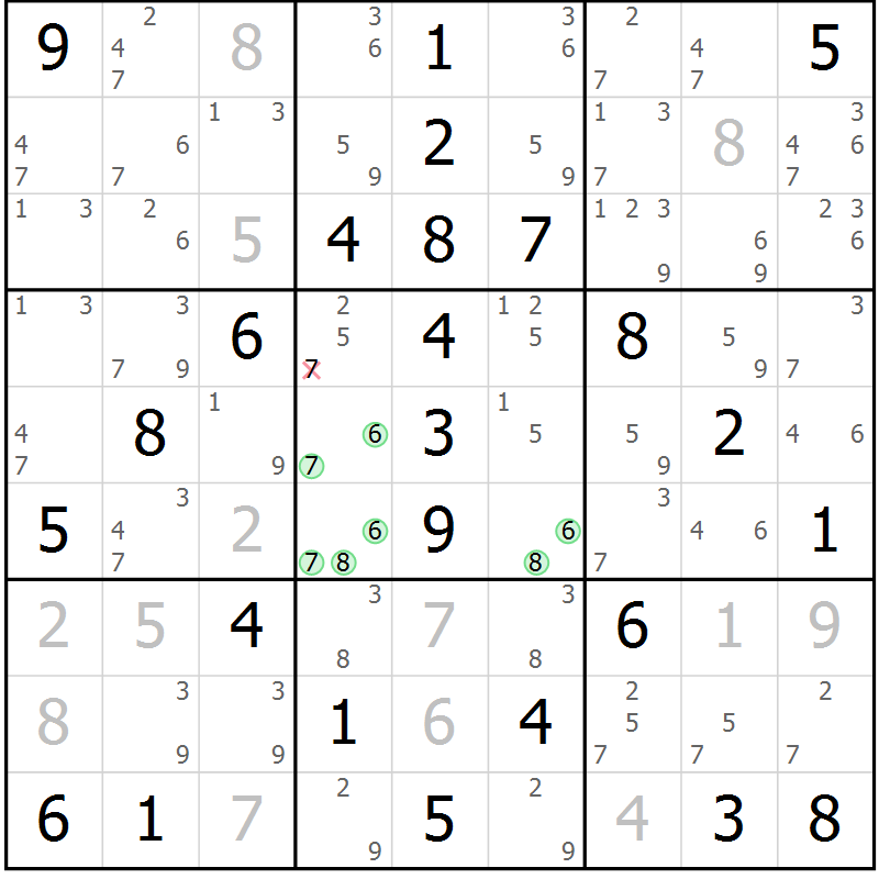 Position des candidats pour la solution de la Gr 48 page 51 du magazine de sudoku Virtuose n° 117