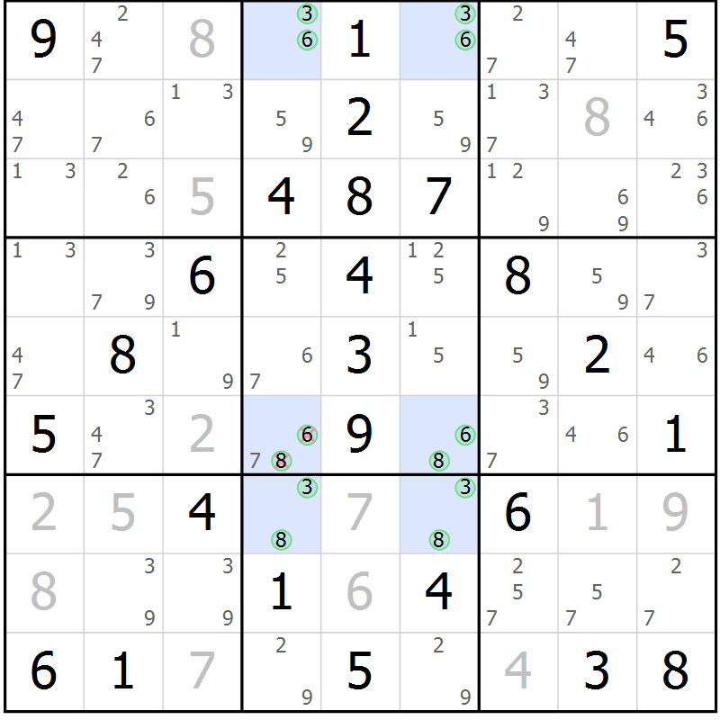 Position des candidats pour la solution de la Gr 48 page 51 du magazine de sudoku Virtuose n° 117