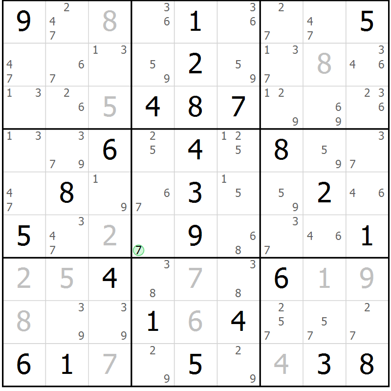 Position des candidats pour la solution de la Gr 48 page 51 du magazine de sudoku Virtuose n° 117