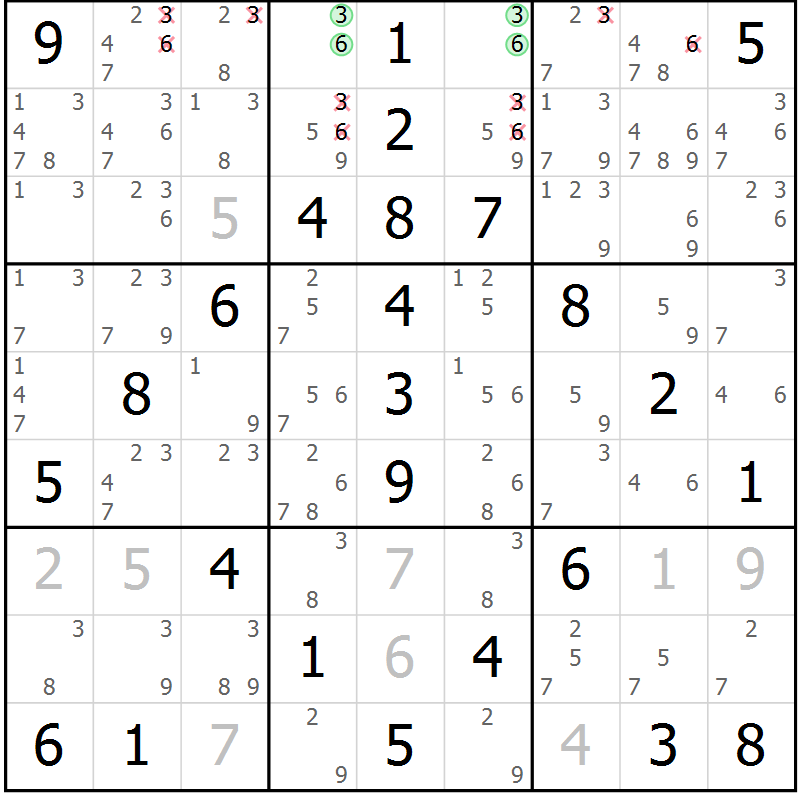 Position des candidats pour la solution de la Gr 48 page 51 du magazine de sudoku Virtuose n° 117