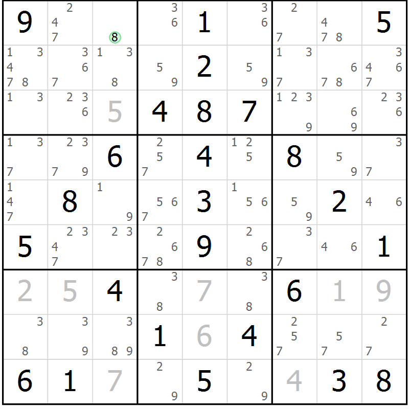 Position des candidats pour la solution de la Gr 48 page 51 du magazine de sudoku Virtuose n° 117