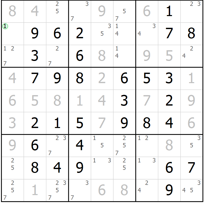 Position des candidats pour la solution de la Gr 49 page 52 du magazine de sudoku Virtuose n° 117