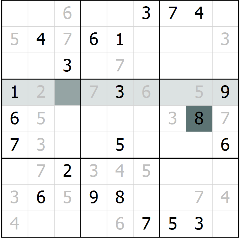 Position des candidats pour la solution de la Gr 5 page 8 du magazine de sudoku Virtuose n° 117