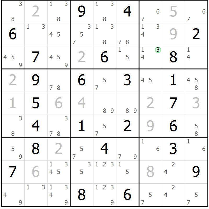 Position des candidats pour la solution de la Gr 50 page 53 du magazine de sudoku Virtuose n° 117