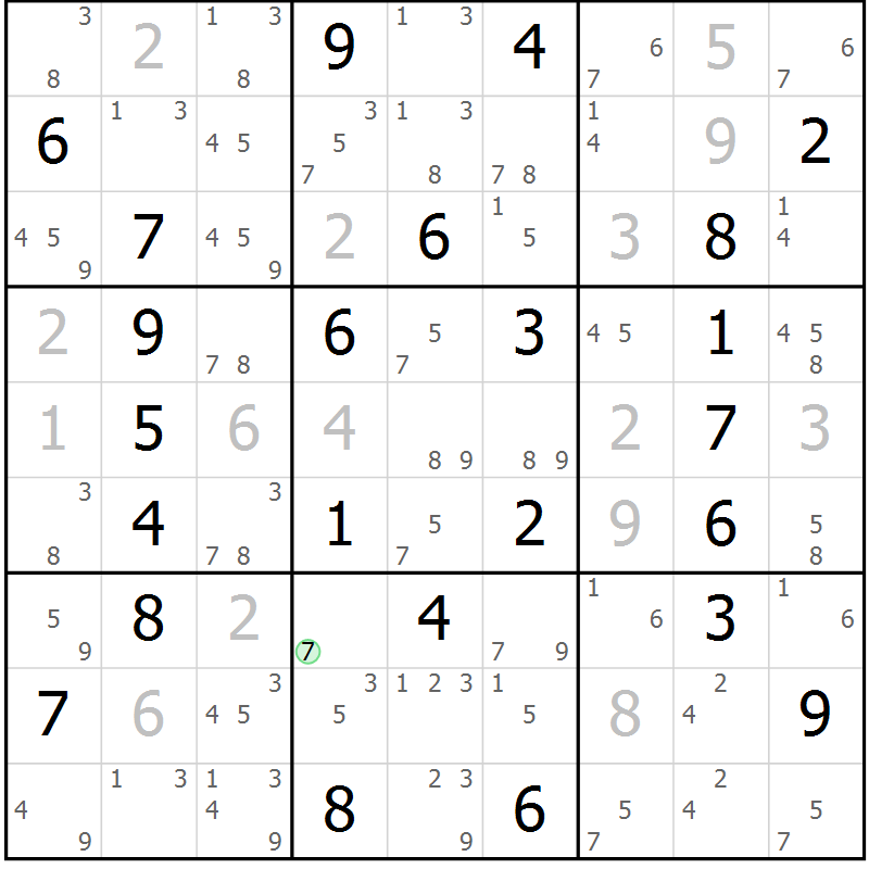 Position des candidats pour la solution de la Gr 50 page 53 du magazine de sudoku Virtuose n° 117