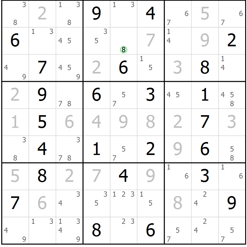 Position des candidats pour la solution de la Gr 50 page 53 du magazine de sudoku Virtuose n° 117