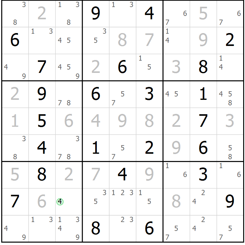 Position des candidats pour la solution de la Gr 50 page 53 du magazine de sudoku Virtuose n° 117