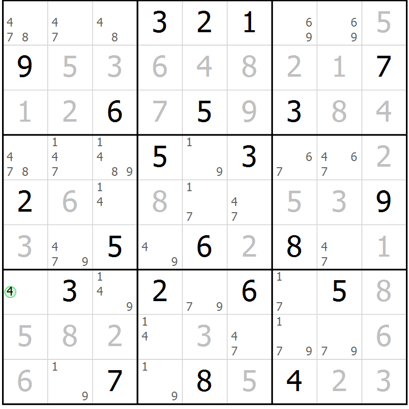 Position des candidats pour la solution de la Gr 51 page 54 du magazine de sudoku Virtuose n° 117