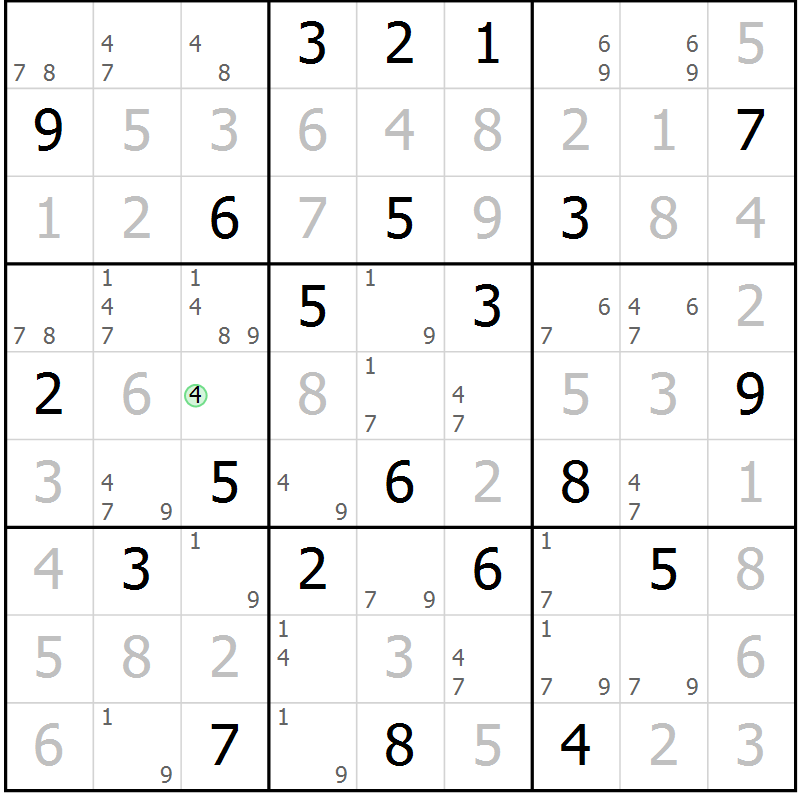 Position des candidats pour la solution de la Gr 51 page 54 du magazine de sudoku Virtuose n° 117