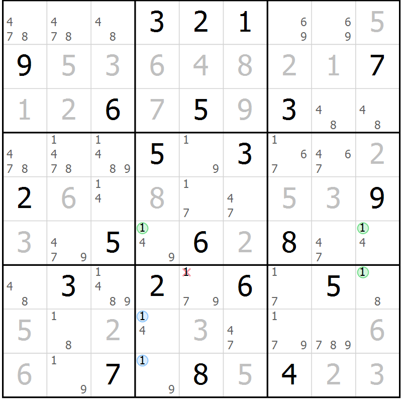 Position des candidats pour la solution de la Gr 51 page 54 du magazine de sudoku Virtuose n° 117