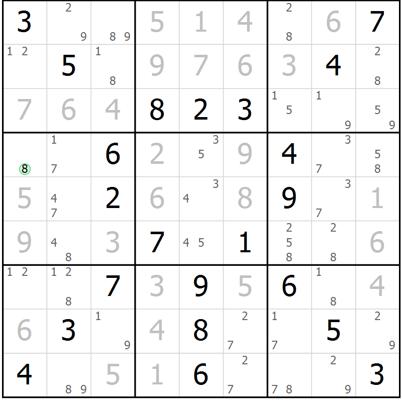 Position des candidats pour la solution de la Gr 53 page 56 du magazine de sudoku Virtuose n° 117
