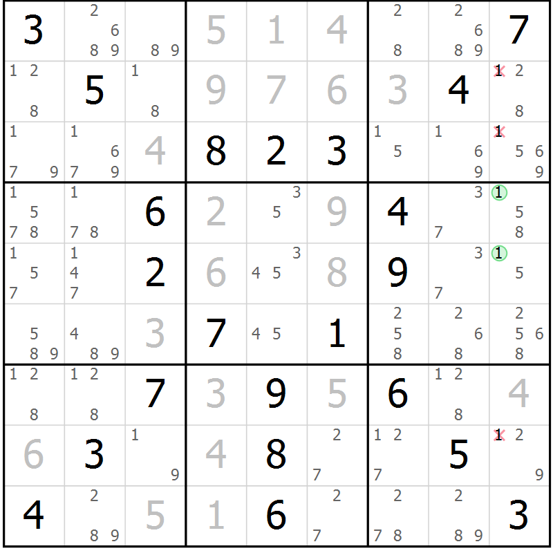 Position des candidats pour la solution de la Gr 53 page 56 du magazine de sudoku Virtuose n° 117