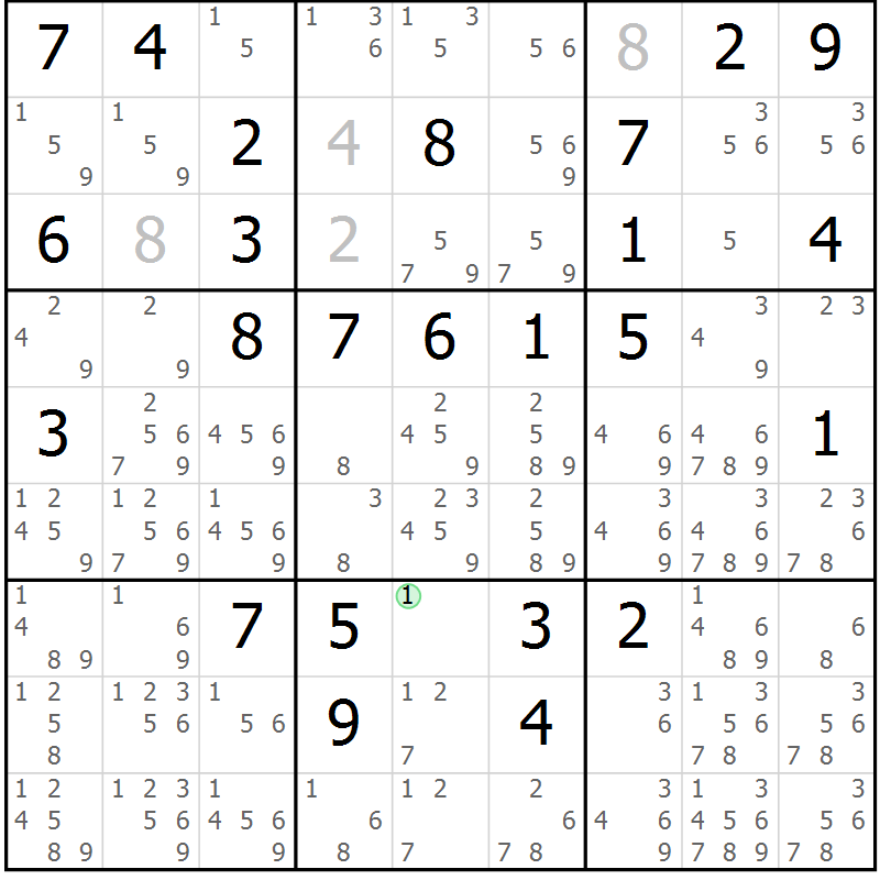 Position des candidats pour la solution de la Gr 54 page 57 du magazine de sudoku Virtuose n° 117