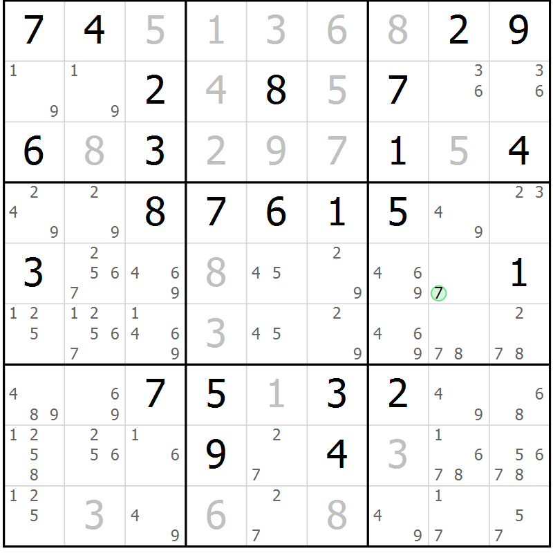 Position des candidats pour la solution de la Gr 54 page 57 du magazine de sudoku Virtuose n° 117