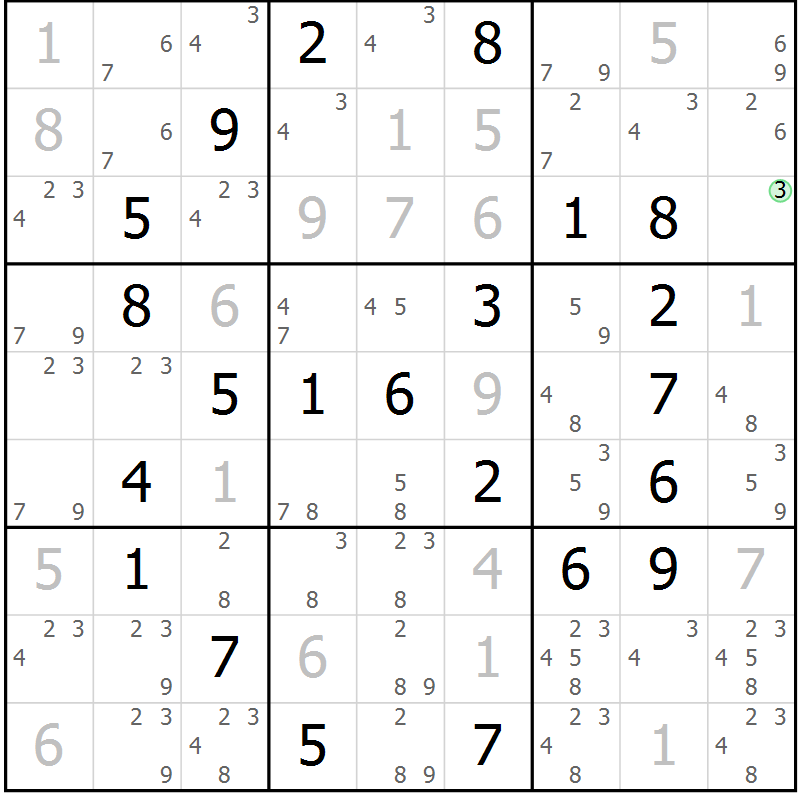 Position des candidats pour la solution de la Gr 56 page 59 du magazine de sudoku Virtuose n° 117