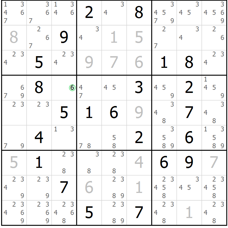Position des candidats pour la solution de la Gr 56 page 59 du magazine de sudoku Virtuose n° 117