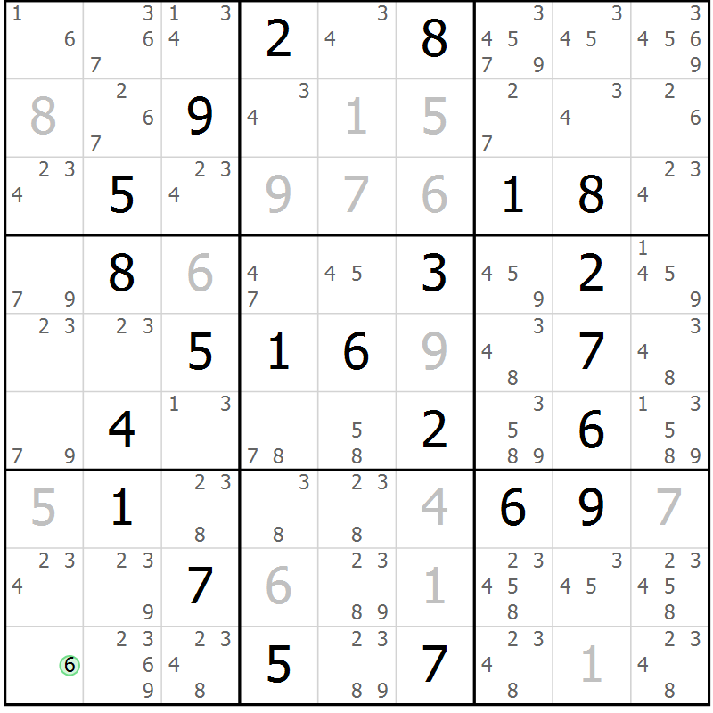 Position des candidats pour la solution de la Gr 56 page 59 du magazine de sudoku Virtuose n° 117