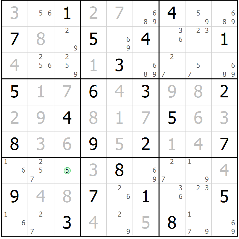 Position des candidats pour la solution de la Gr 57 page 60 du magazine de sudoku Virtuose n° 117