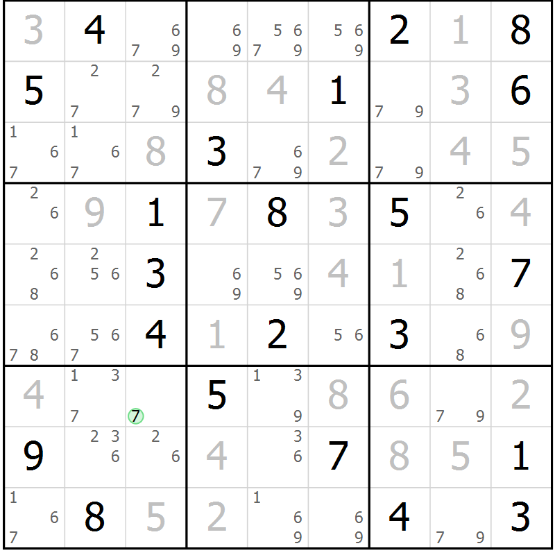 Position des candidats pour la solution de la Gr 6 page 9 du magazine de sudoku Virtuose n° 117