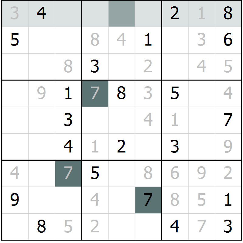 Position des candidats pour la solution de la Gr 6 page 9 du magazine de sudoku Virtuose n° 117
