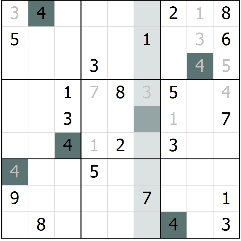 Position des candidats pour la solution de la Gr 6 page 9 du magazine de sudoku Virtuose n° 117