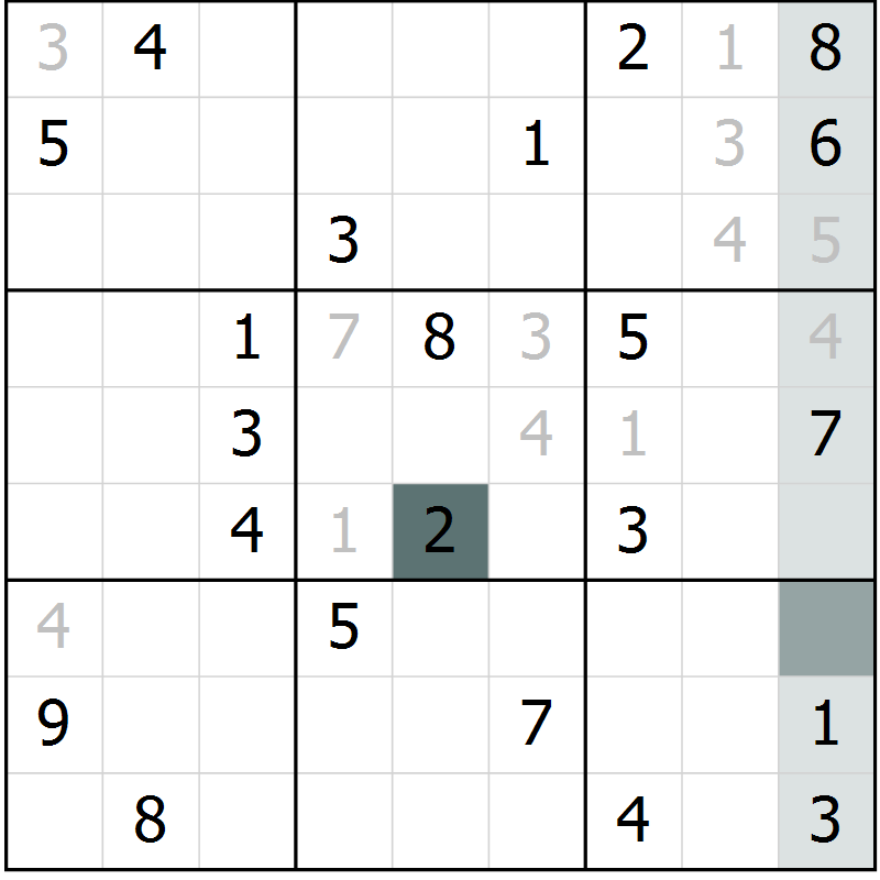 Position des candidats pour la solution de la Gr 6 page 9 du magazine de sudoku Virtuose n° 117