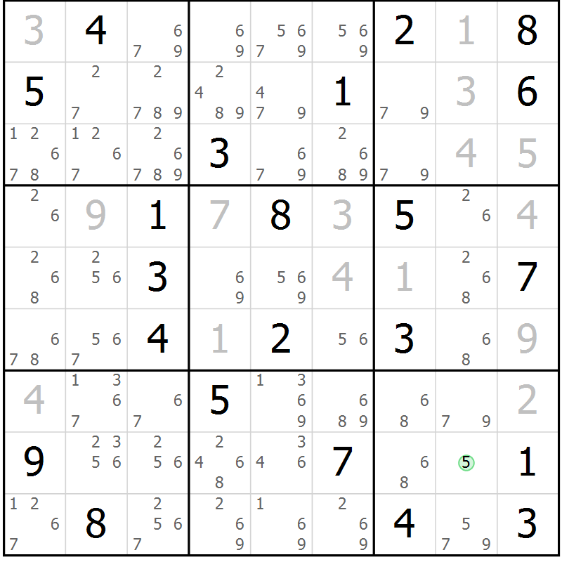 Position des candidats pour la solution de la Gr 6 page 9 du magazine de sudoku Virtuose n° 117