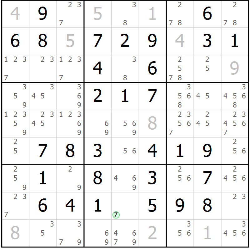 Position des candidats pour la solution de la Gr 60 page 63 du magazine de sudoku Virtuose n° 117
