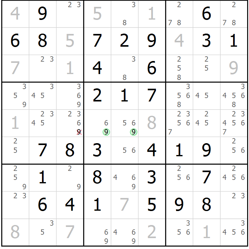 Position des candidats pour la solution de la Gr 60 page 63 du magazine de sudoku Virtuose n° 117