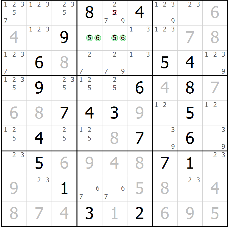 Position des candidats pour la solution de la Gr 62 page 65 du magazine de sudoku Virtuose n° 117
