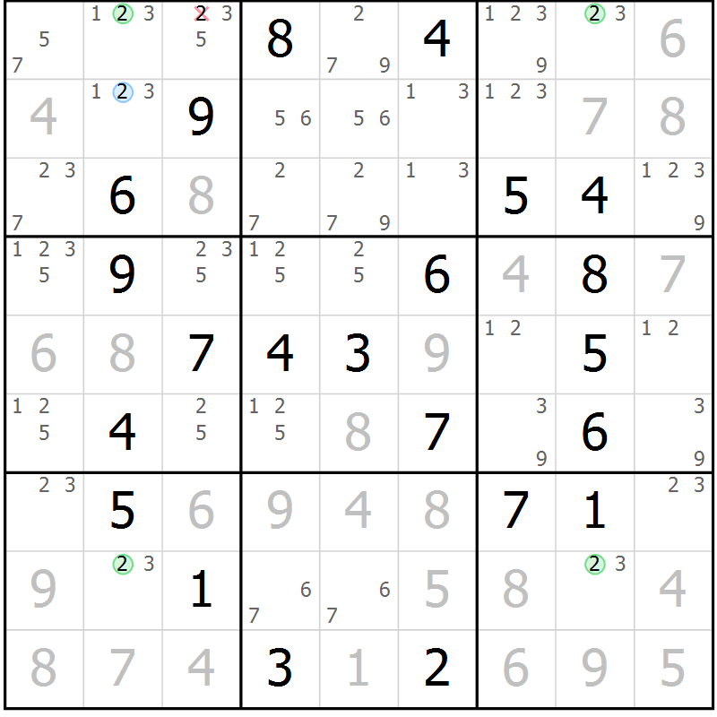Position des candidats pour la solution de la Gr 62 page 65 du magazine de sudoku Virtuose n° 117