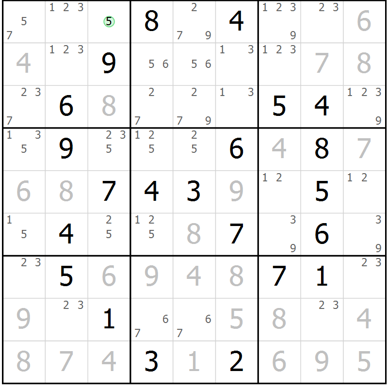 Position des candidats pour la solution de la Gr 62 page 65 du magazine de sudoku Virtuose n° 117