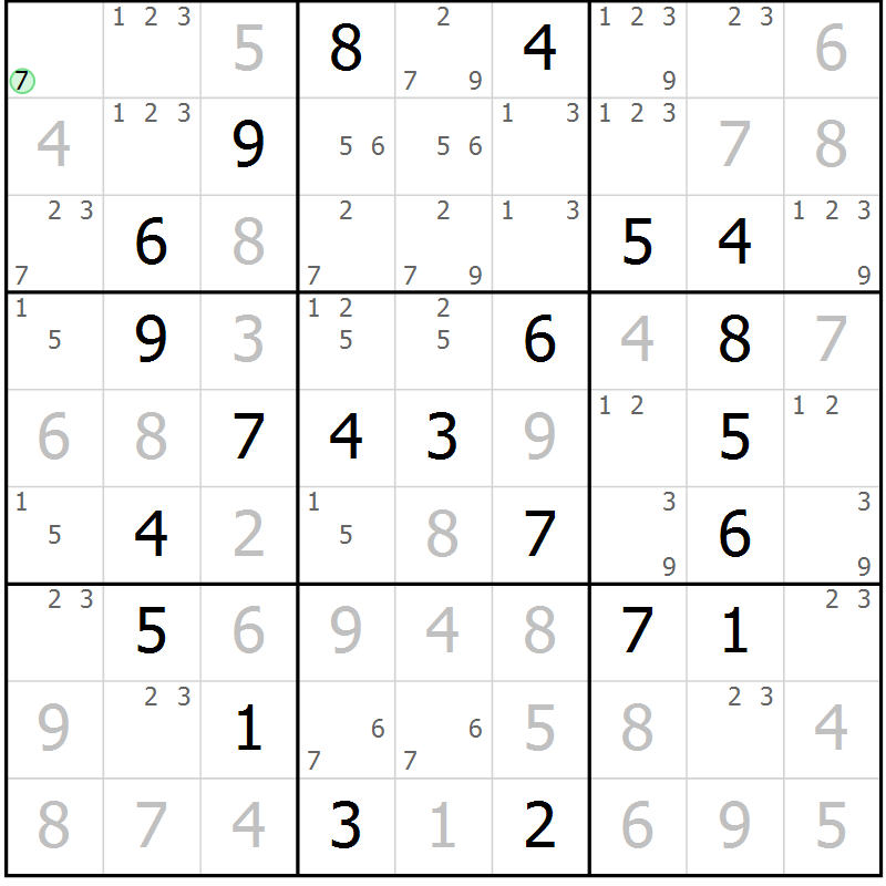Position des candidats pour la solution de la Gr 62 page 65 du magazine de sudoku Virtuose n° 117