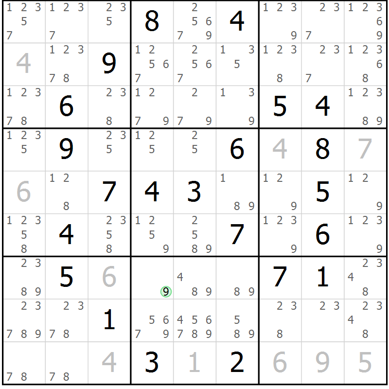 Position des candidats pour la solution de la Gr 62 page 65 du magazine de sudoku Virtuose n° 117