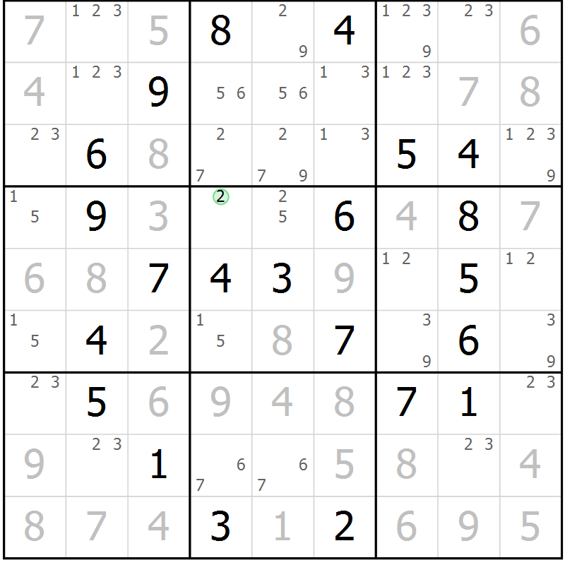 Position des candidats pour la solution de la Gr 62 page 65 du magazine de sudoku Virtuose n° 117