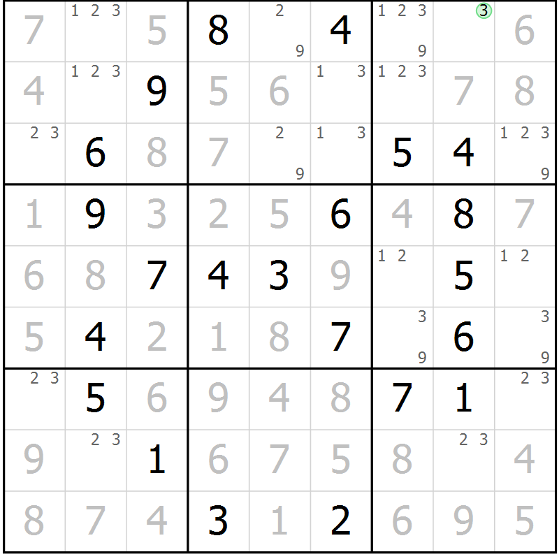 Position des candidats pour la solution de la Gr 62 page 65 du magazine de sudoku Virtuose n° 117