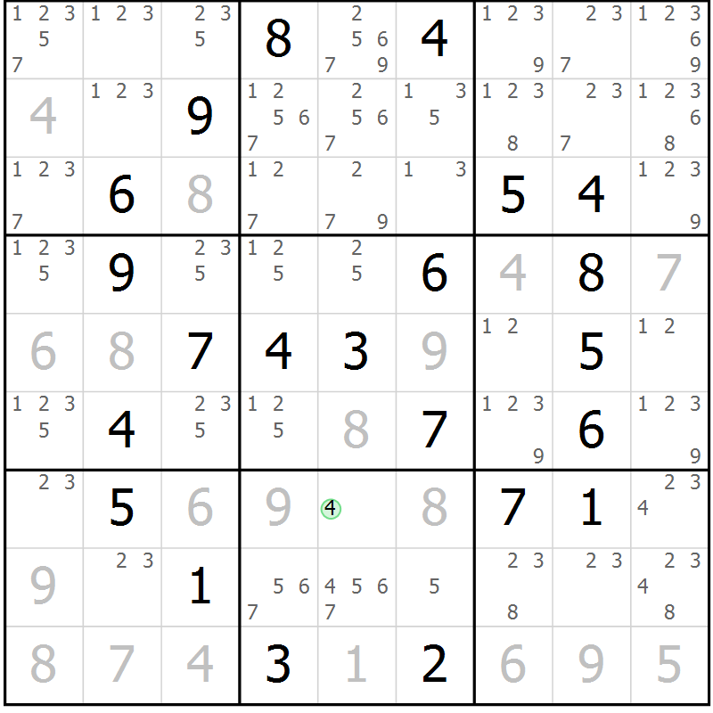 Position des candidats pour la solution de la Gr 62 page 65 du magazine de sudoku Virtuose n° 117